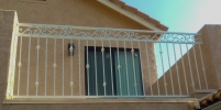 3-rail deck rail with hand-hammered scrolls